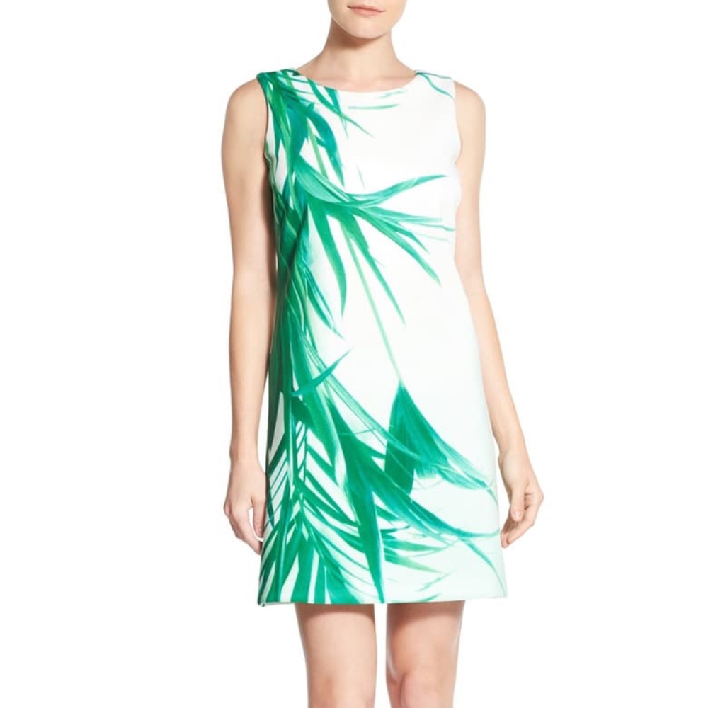 Catherine Malandrino Raffie Palm Print Shift Dress